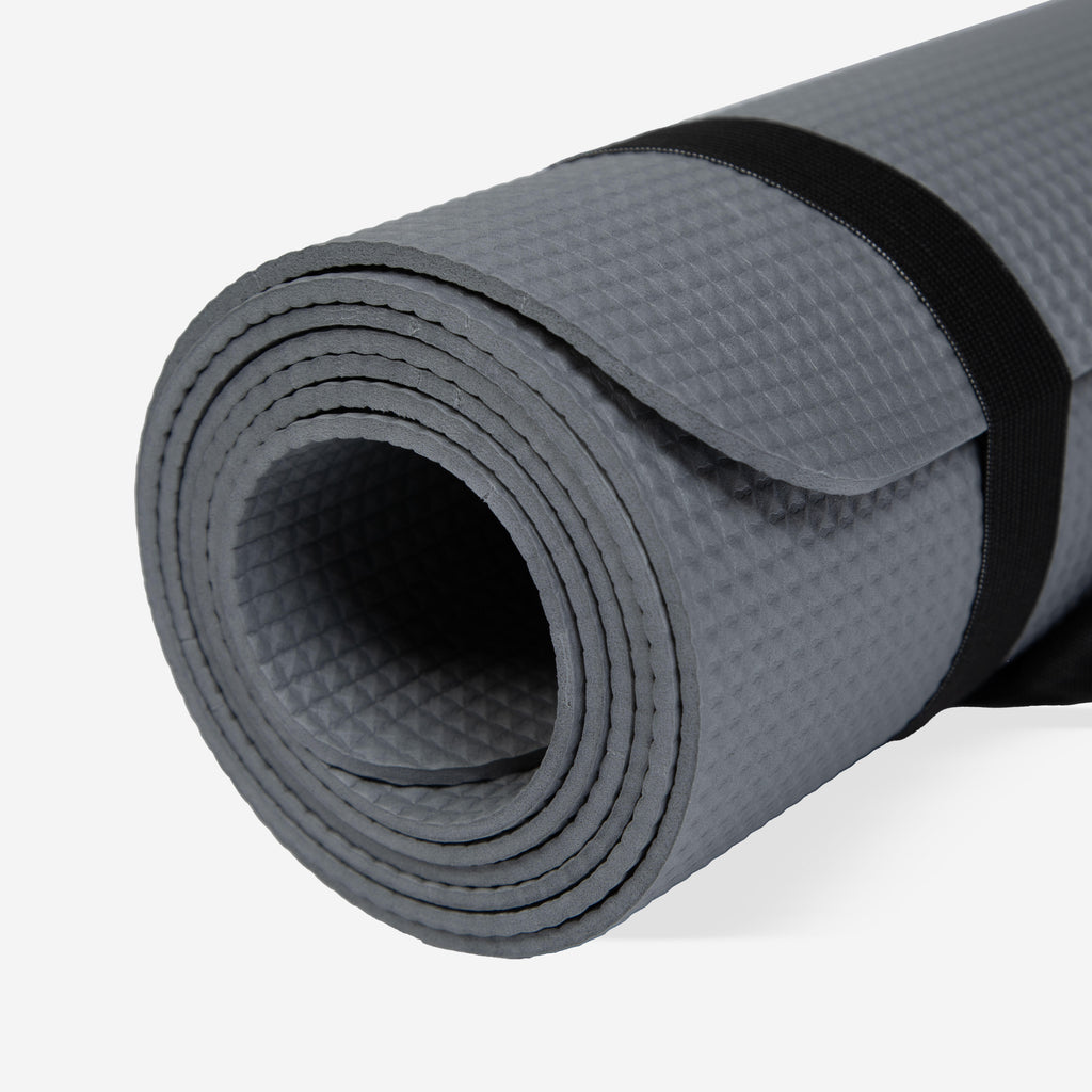 Yoga Mat 4mm Thick, Lightweight Foam, 172 x 58 cm for Beginners - Grey